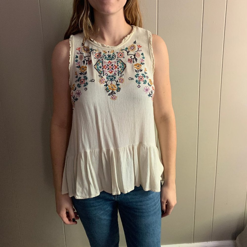 cream embroidered top